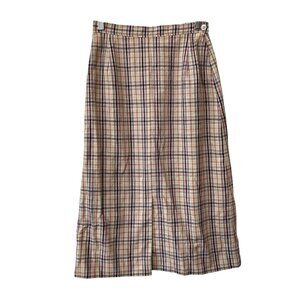 Vintage 90s Country Sophisticates Plaid A Line Skirt Size 6 Beige Deadstock NEW